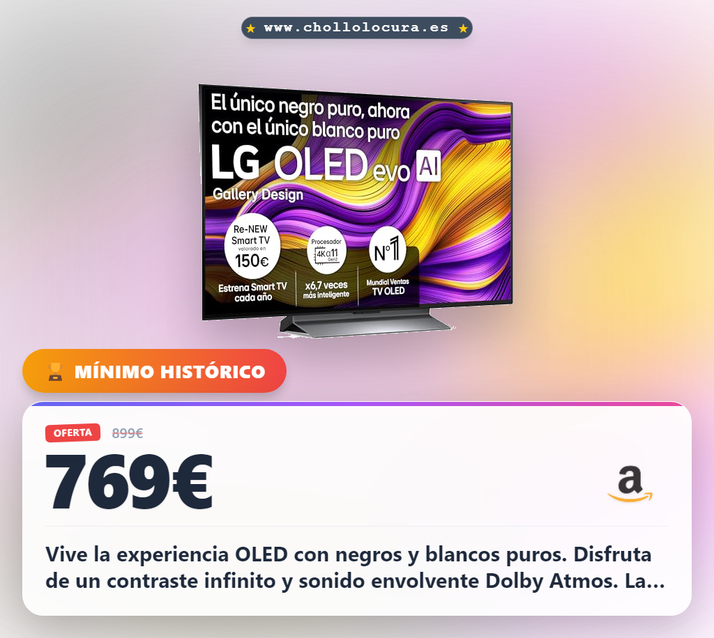 Disfruta la experiencia OLED LG con Dolby Vision y Atmos. Consigue un televisor inteligente con procesador IA al mejor precio