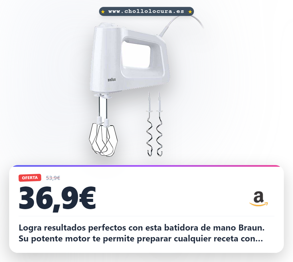 Aprovecha la batidora de mano Braun HM 3000 con 450W al mejor precio en oferta histórica