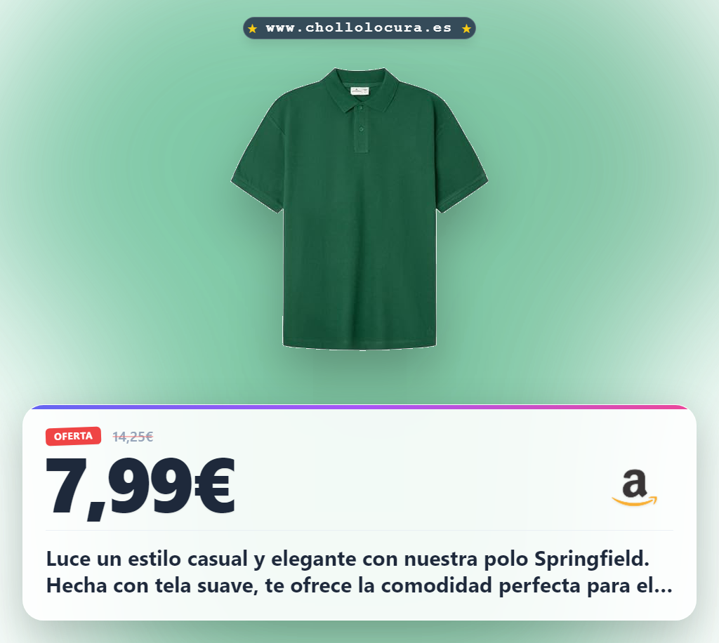 Aprovecha la camisa polo Springfield Ottoman de estilo y comodidad en oferta histórica