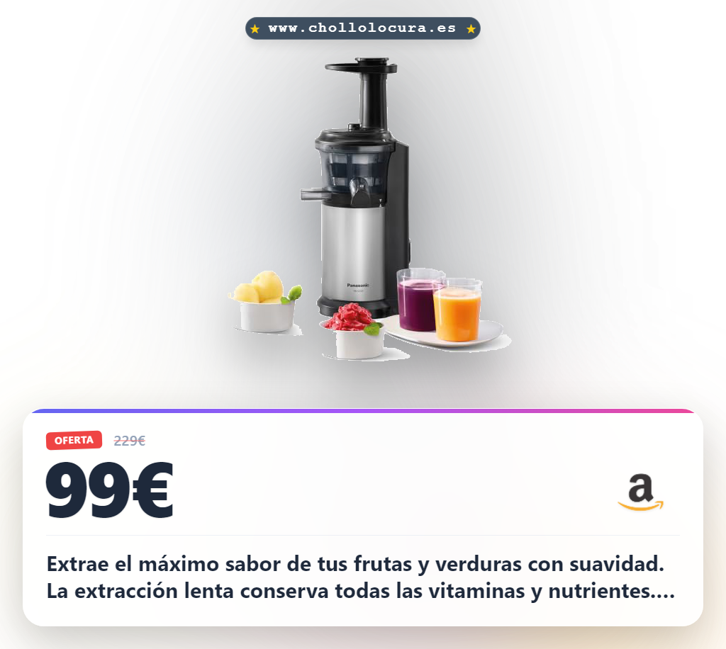 Aprovecha el exprimidor lento Panasonic 150W de 1.3L para zumos frescos y congelados al mejor precio