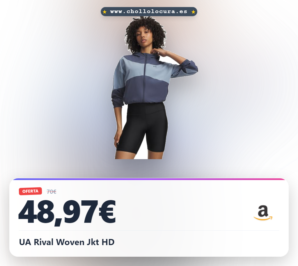 Ahorra en la UA Rival Woven Jkt HD: chaqueta técnica con tecnología UA Storm, ligera y repelente al agua