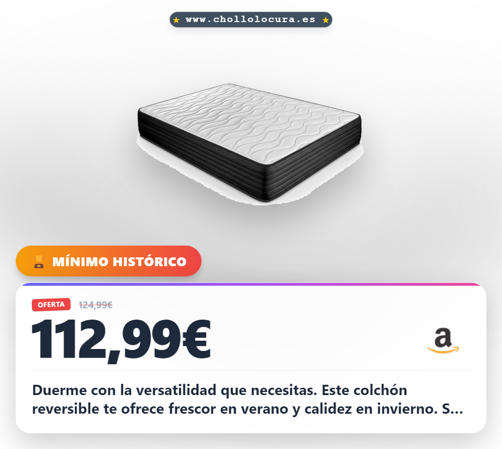 Aprovecha este colchón viscoelástico reversible 80x190 con núcleo HR y dos caras para disfrutar al mejor precio