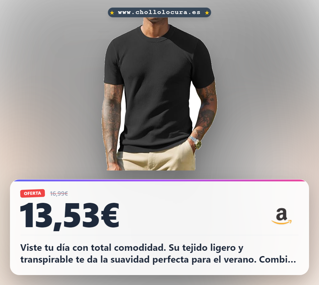 Consigue la camiseta de punto negra para hombre 3XL. Tejido ligero y cómodo. Aprovecha este básico de verano al mejor precio