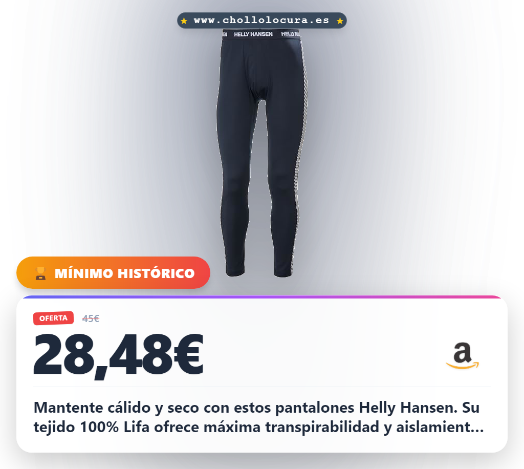 Consigue los pantalones Helly Hansen Lifa de 60g con costuras planas y máximo confort.