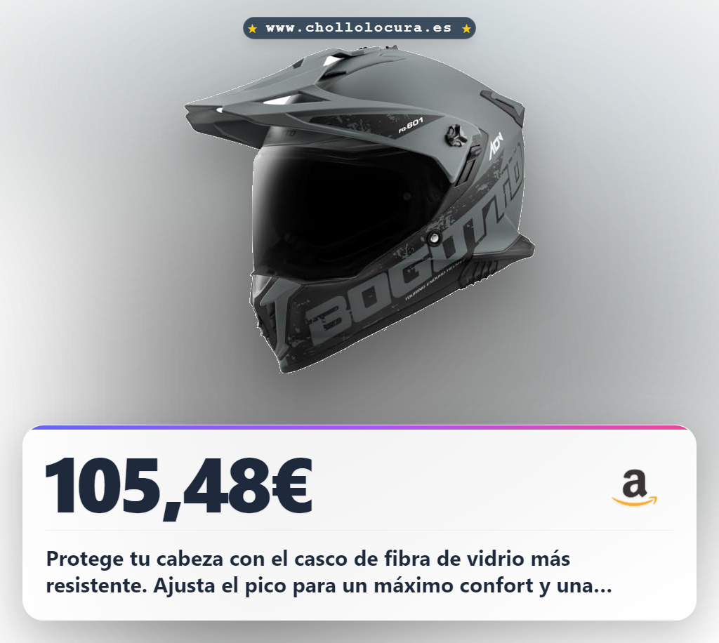Llévate el casco de enduro Bogotto FG-601 de fibra de vidrio. Visera resistente.