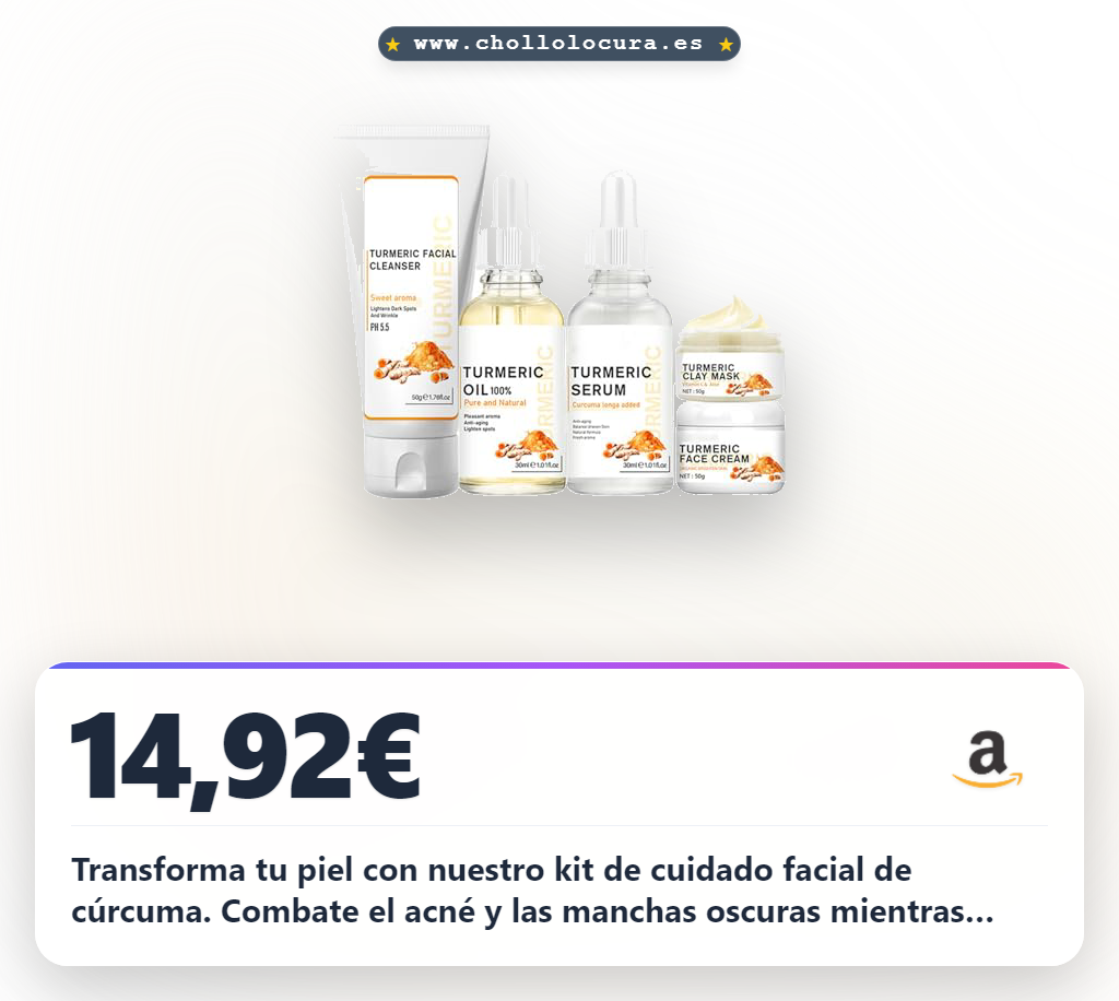 Aprovecha el kit de cuidado facial de cúrcuma 5 piezas para una piel radiante y sin acné al mejor precio de oferta