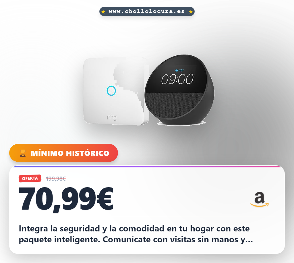 Aprovecha este paquete Echo Spot y Ring Intercom Audio para un hogar inteligente con seguridad avanzada