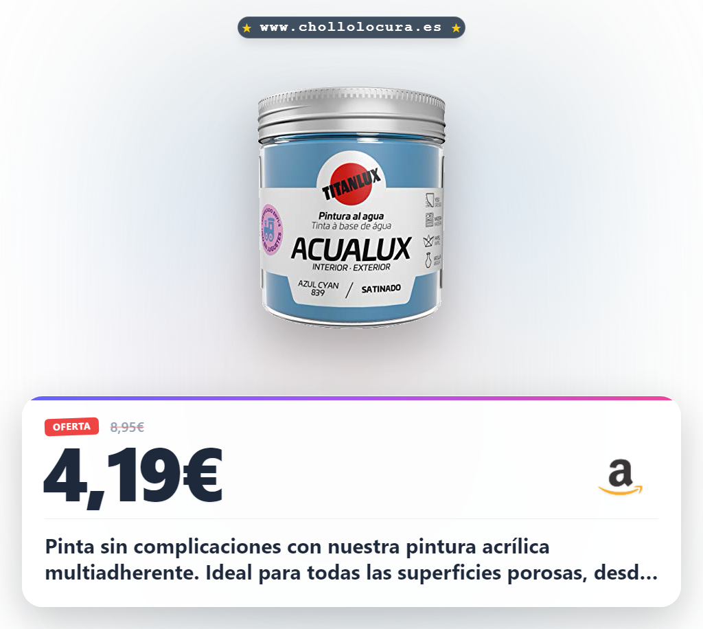 Aprovecha la pintura acrílica multiadherente Titanlux azul cyan para todas las superficies en oferta