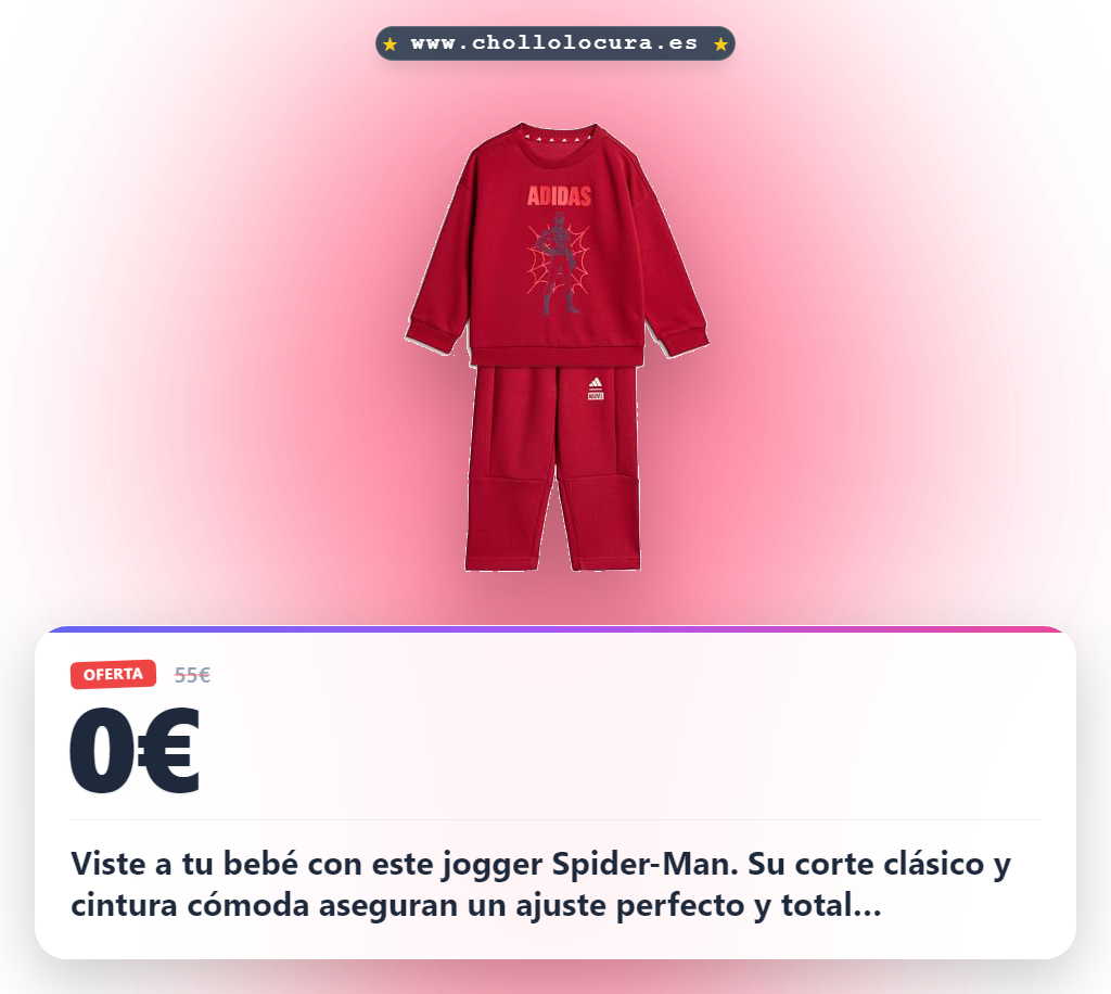 Logra llevarte el jogger unisex Spider-Man de adidas para bimbi 0-3 meses con materiales reciclados en oferta