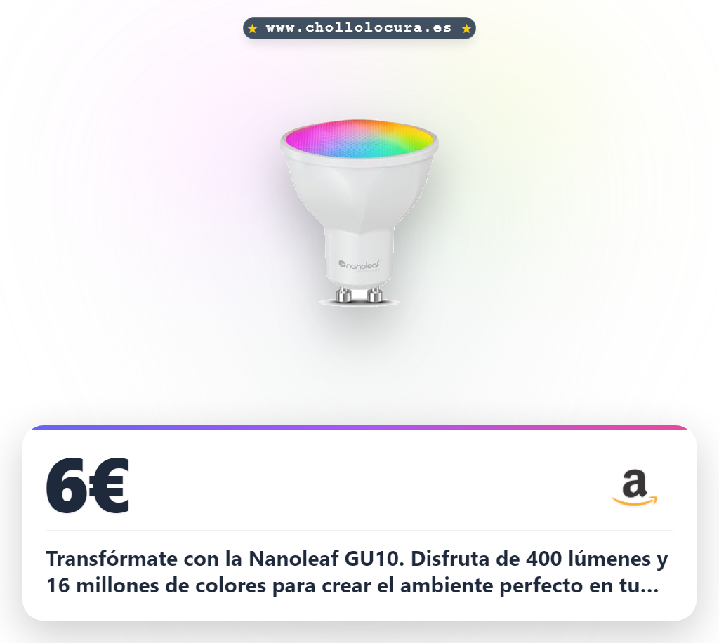 Aprovecha la lámpara Nanoleaf LED mate GU10 con colores ilimitados y control por voz al mejor precio