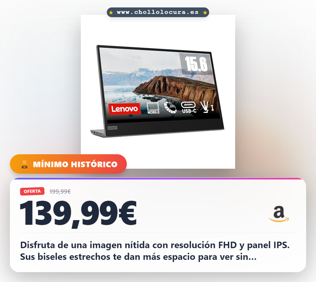 Consigue el monitor Lenovo L15 15.6 pulgadas FHD IPS con conectividad USB-C y Low Blue Light al mejor precio