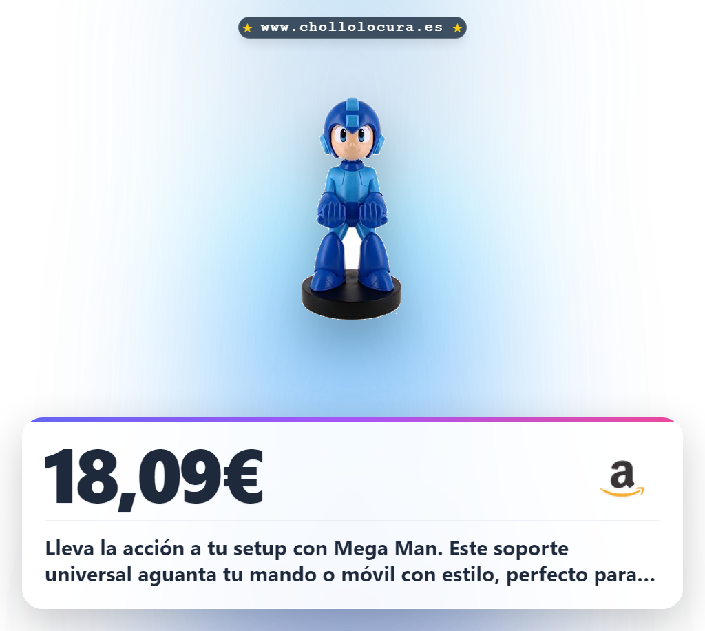 Consigue el soporte Mega Man Rockman 20 cm para mando PS5/Xbox y smartphone con cable USB a precio de chollo