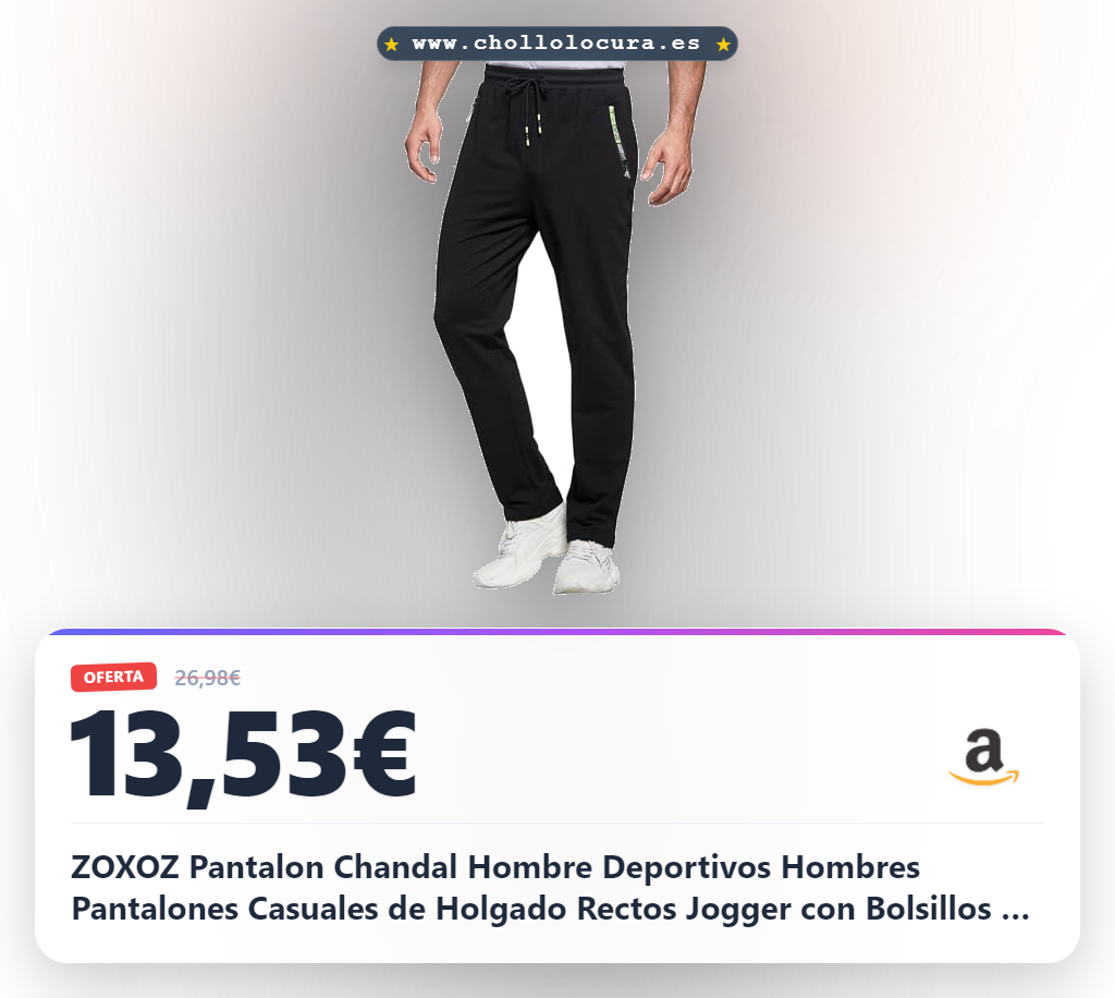 ZOXOZ Pantalon Chandal Hombre Deportivos Hombres Pantalones Casuales de Holgado Rectos Jogger con Bolsillos de Cremallera Negro L
