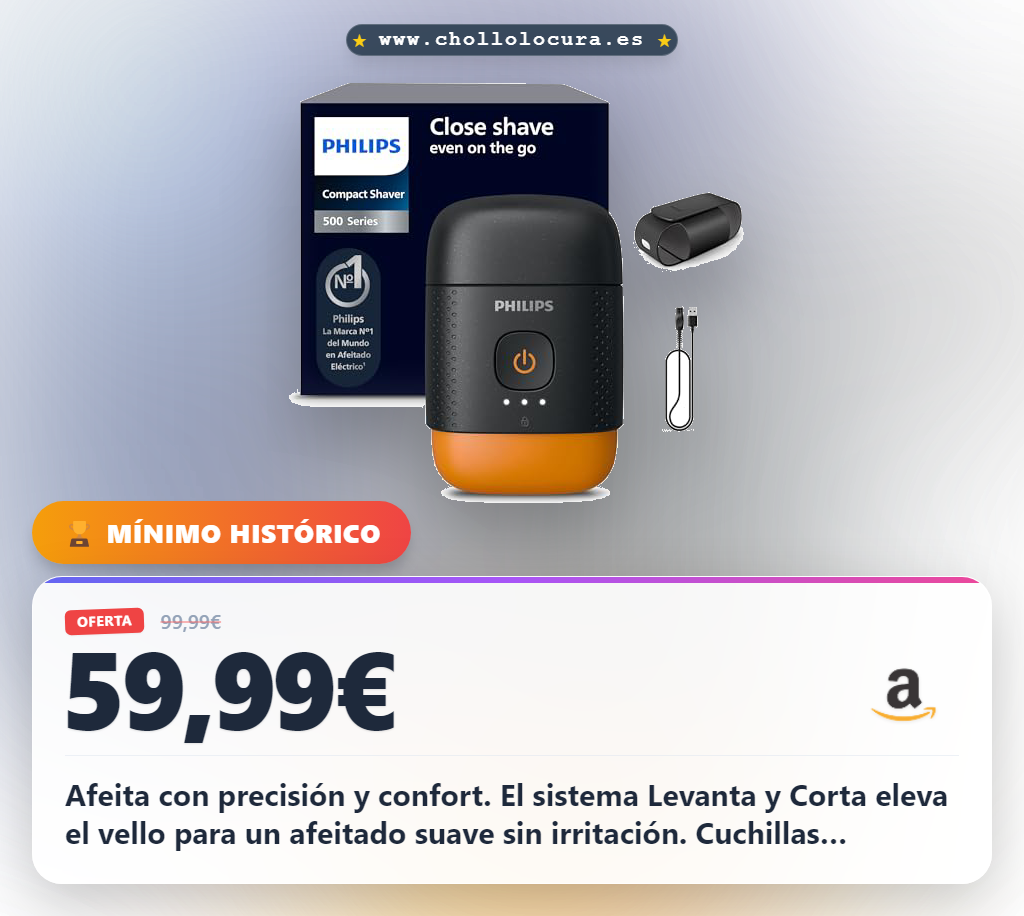 Consigue la afeitadora eléctrica Philips Serie 500 con sistema Levanta y Corta al mejor precio