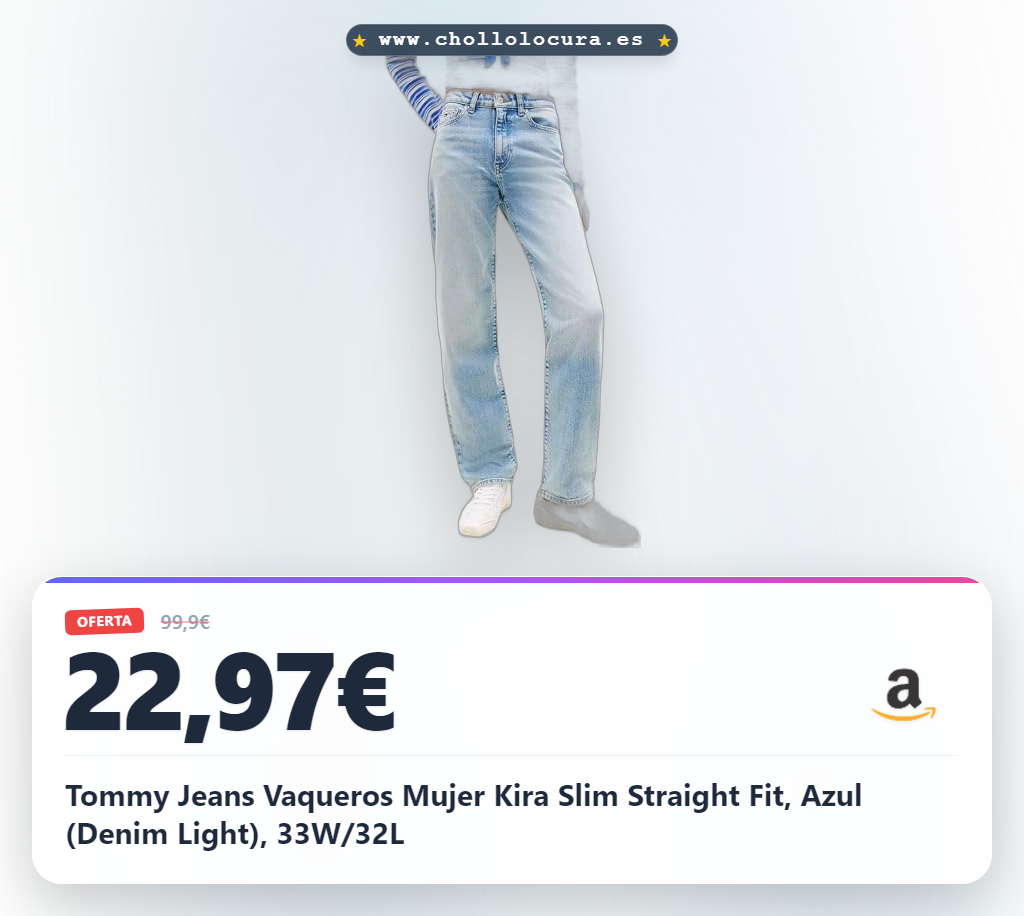 Tommy Jeans Vaqueros Mujer Kira Slim Straight Fit, Azul (Denim Light), 33W/32L