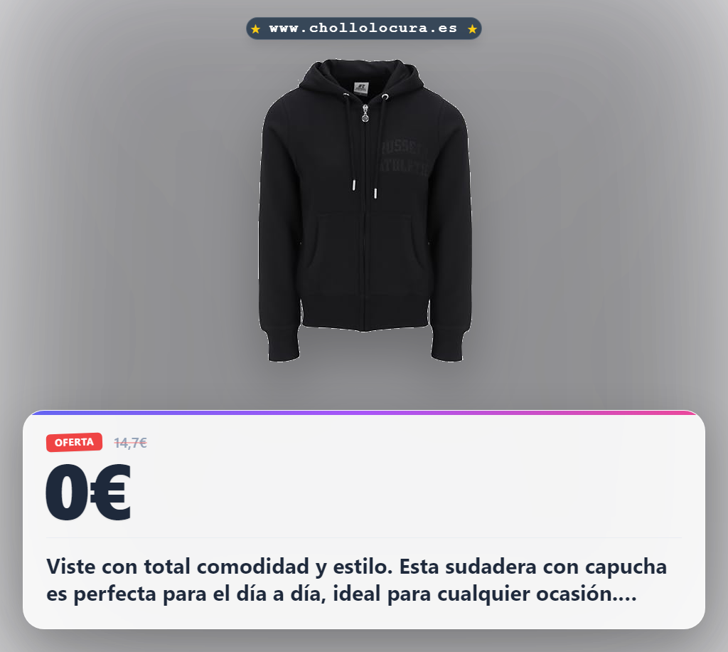 Aprovecha la sudadera con capucha Russell Athletic para mujer con cremallera y bolsillos.
