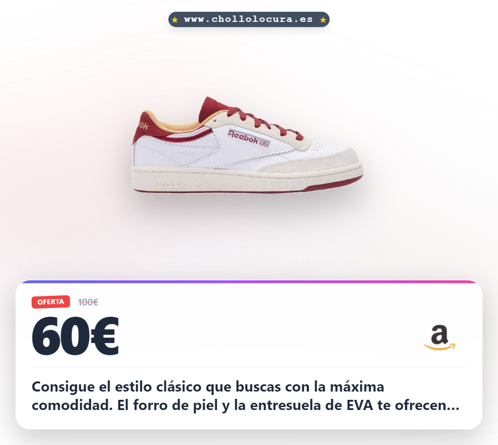 Aprovecha las zapatillas Reebok Club C 85 de piel con suela de goma resistente y amortiguación EVA al mejor precio