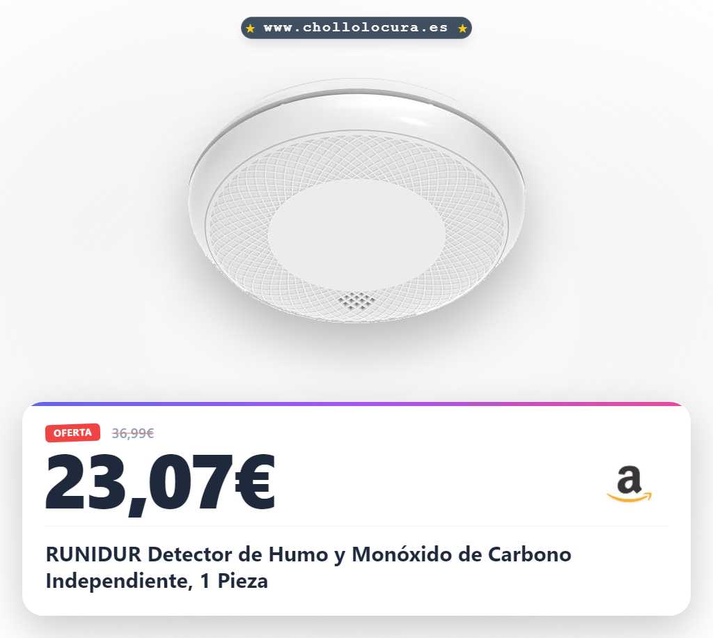 Descubre el detector de humo y monóxido de carbono RUNIDUR con batería de 10 años en oferta histórica