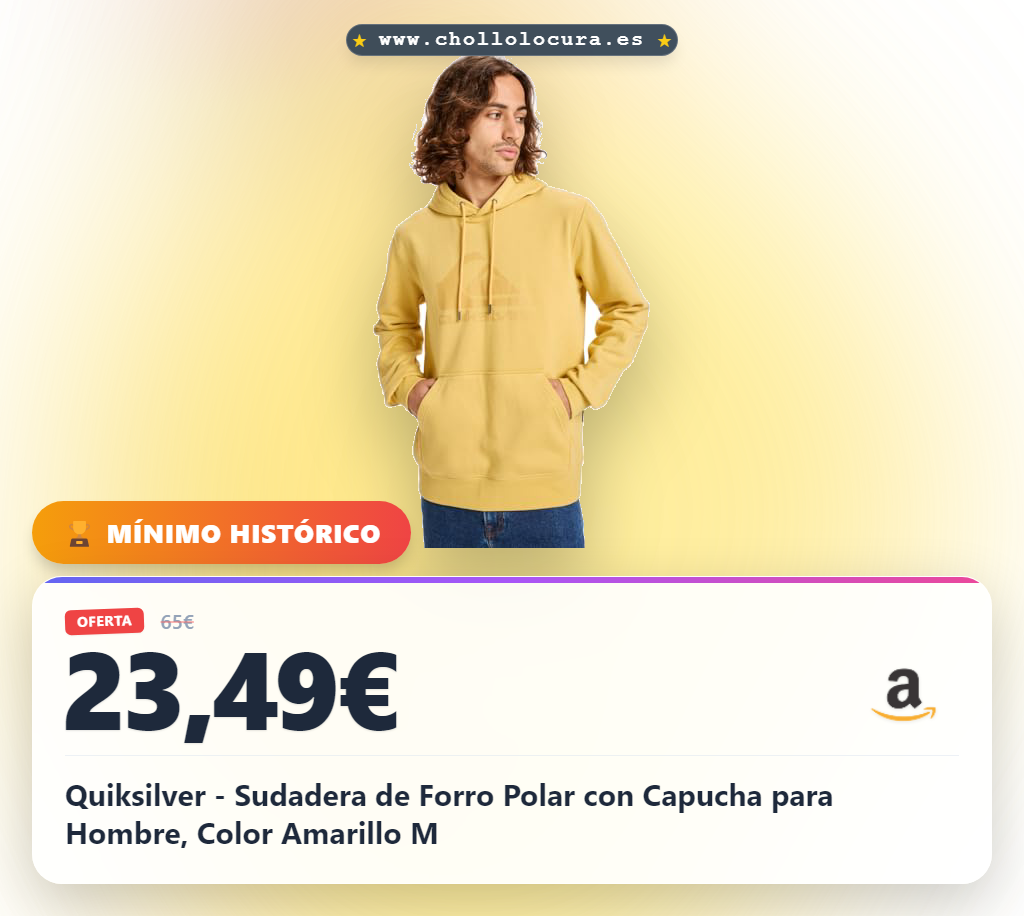 Quiksilver - Sudadera de Forro Polar con Capucha para Hombre, Color Amarillo M