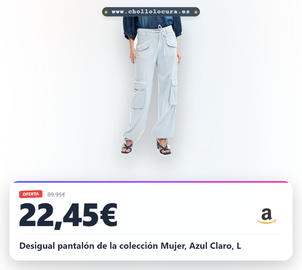 Desigual pantalón de la colección Mujer, Azul Claro, L