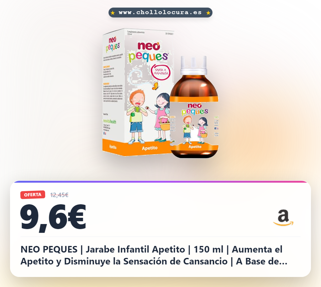 NEO PEQUES | Jarabe Infantil Apetito | 150 ml | Aumenta el Apetito y Disminuye la Sensación de Cansancio | A Base de Extractos de Plantas y Oligoelementos | Sabor Frambuesa