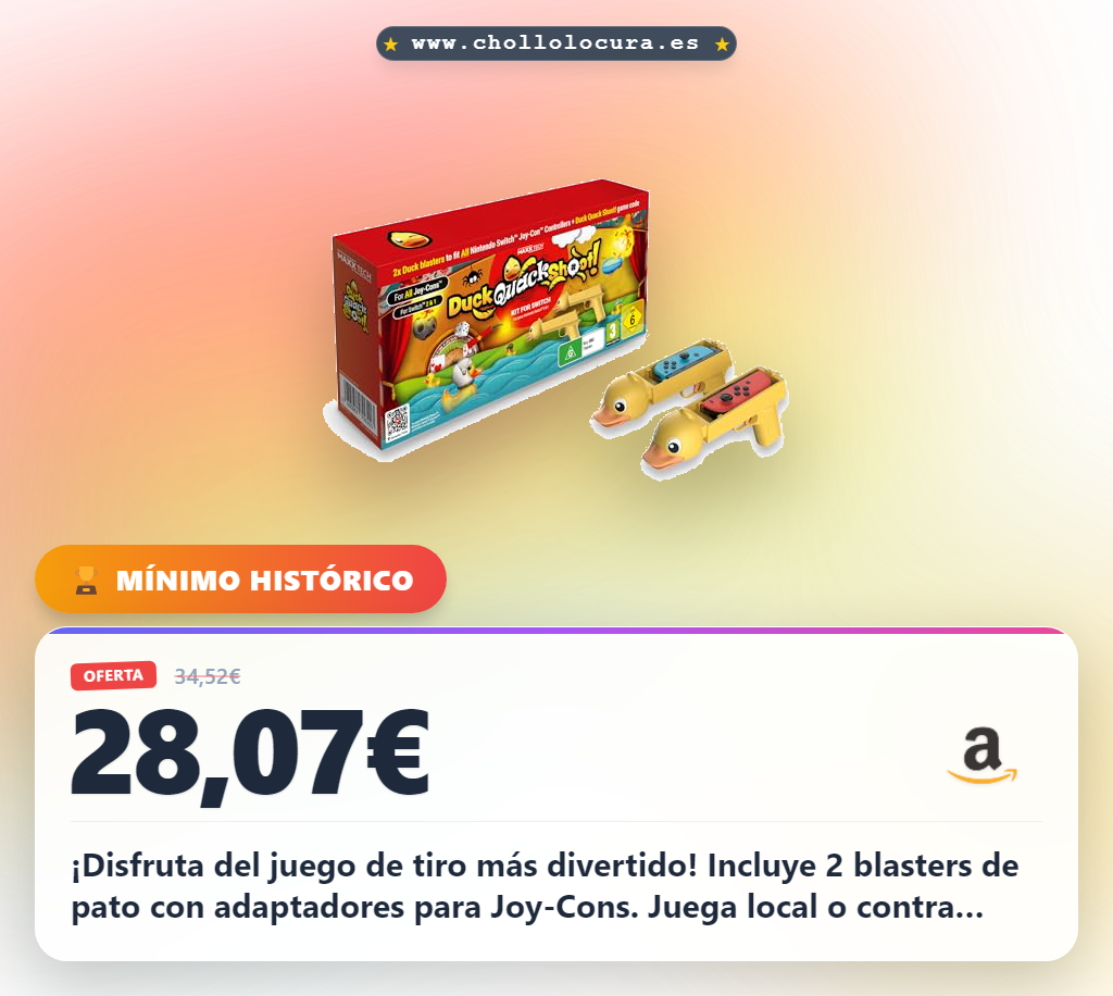 Aprovecha el juego de tiro Duck Quack Shoot con 2 Blasters para Joy-Cons en oferta histórica