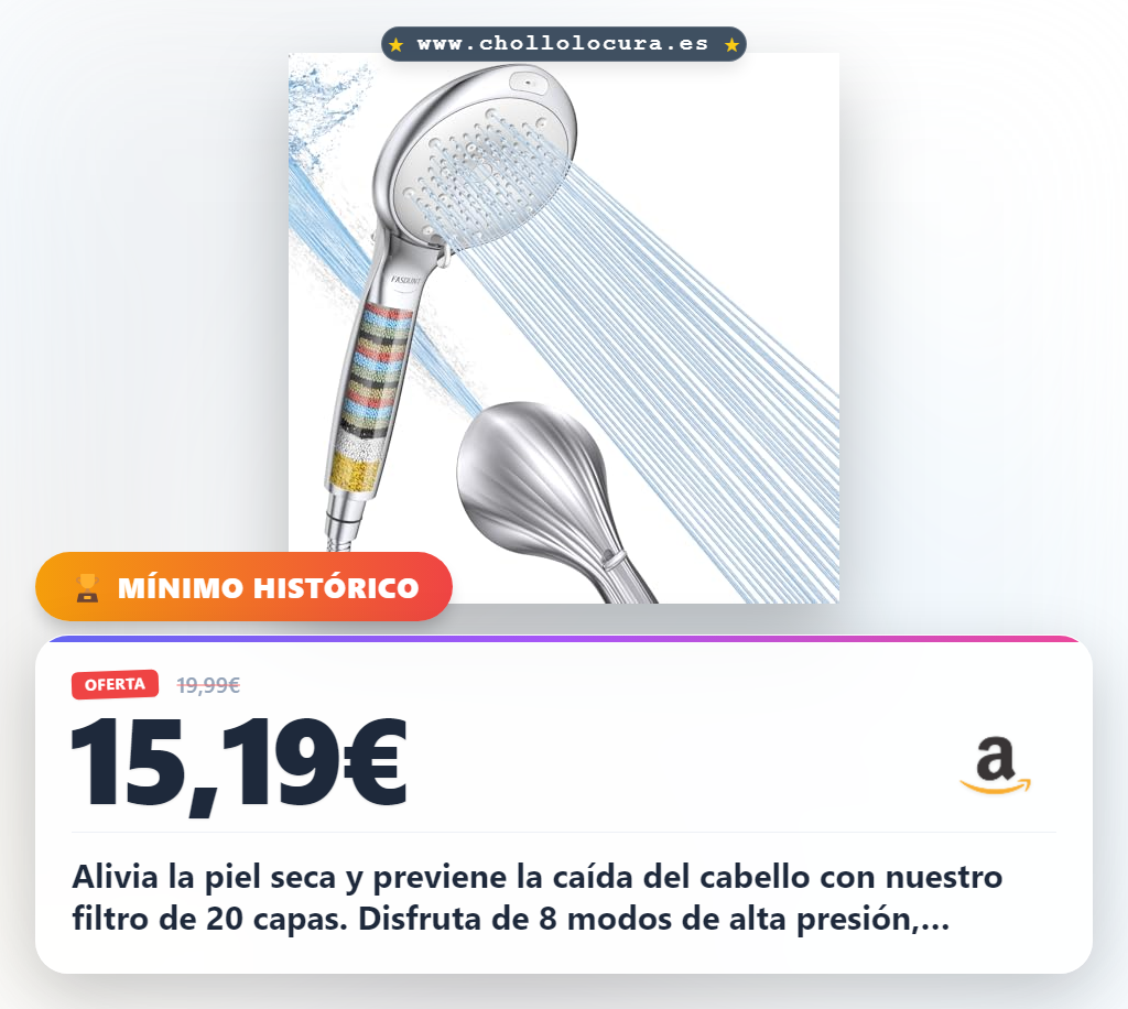 Aprovecha el cabezal de ducha FASDUNT con 8 modos y filtro anti-sarro al mejor precio del mercado