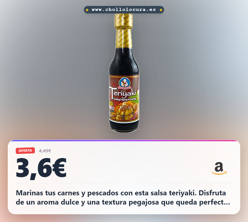 Consigue la Salsa Teriyaki Healthy Boy de Tailandia para marinar carnes y pescados con aroma dulce.