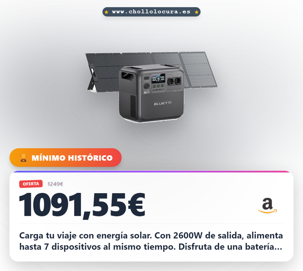 Aprovecha el generador solar BLUETTI Elite 200 V2 con panel 200W y 2600W para tus viajes al mejor precio