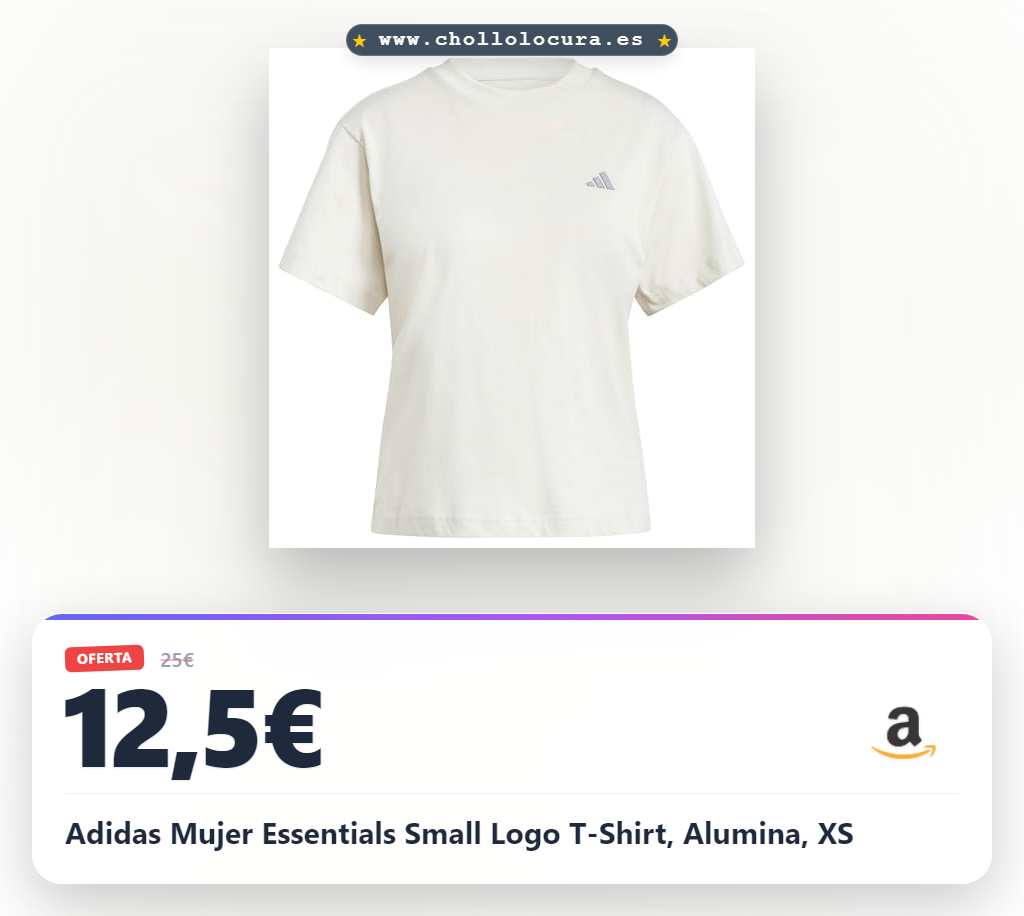 Adidas Mujer Essentials Small Logo T-Shirt, Alumina, XS