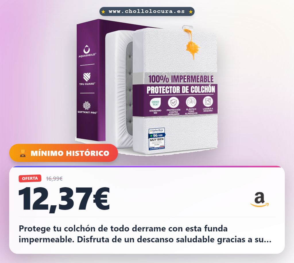 Aprovecha el protector de colchón impermeable y transpirable con certificado OEKO-TEX al mejor precio de chollo