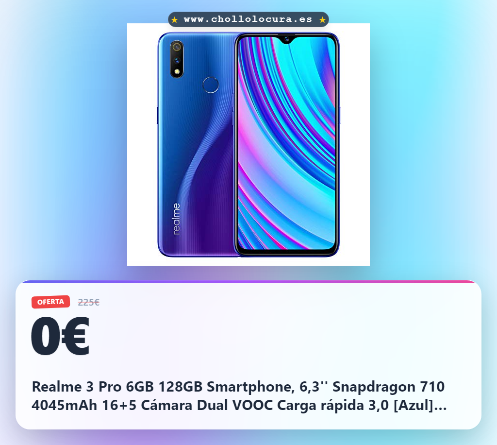 Realme 3 Pro 6GB 128GB Smartphone, 6,3'' Snapdragon 710 4045mAh 16+5 Cámara Dual VOOC Carga rápida 3,0 [Azul] [Versión Global]