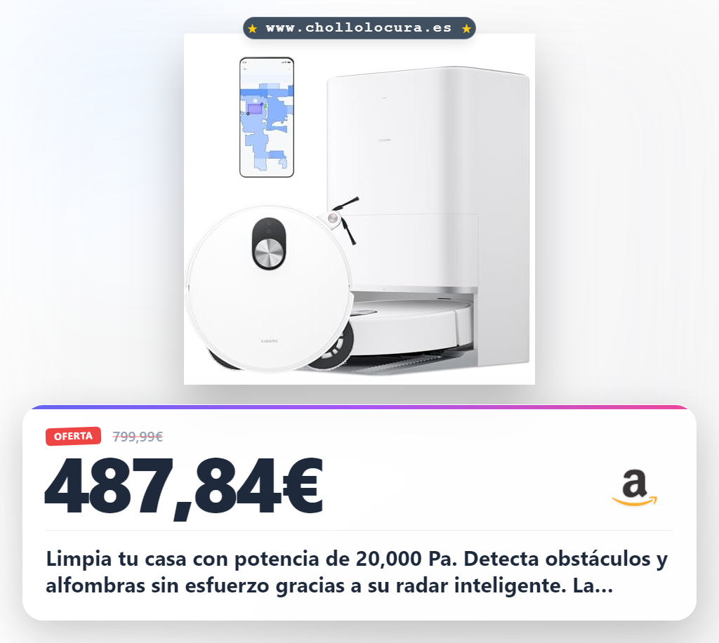 Aprovecha el Robot Aspirador y Fregasuelos Xiaomi 5 Pro con succión de 20000 Pa en oferta histórica