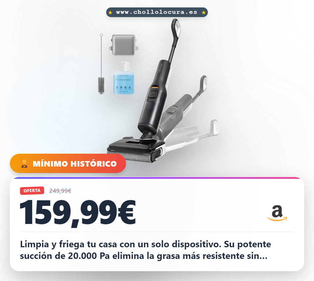 Obtén la Roborock F25 LT fregona todo en uno con potencia 20.000 Pa y secado rápido al mejor precio de oferta histórica