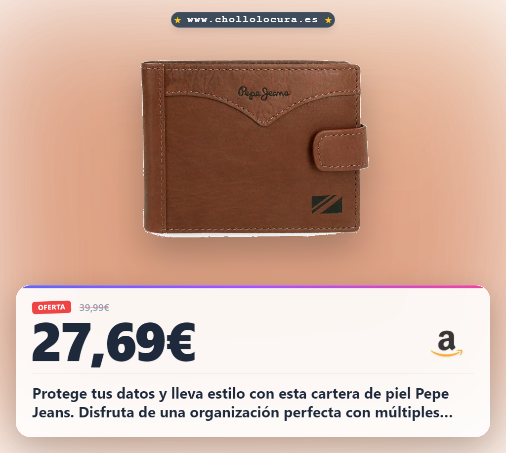 Descubre la Cartera Pepe Jeans en piel marrón con protección RFID de Joumma Bags al mejor precio