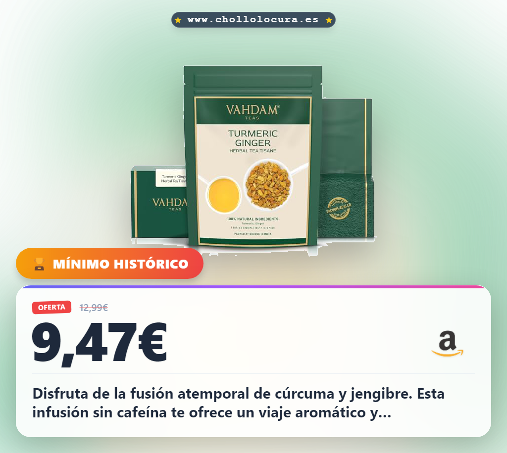 Aprovecha el té de jengibre y cúrcuma puro de plantaciones premium al mejor precio de chollo