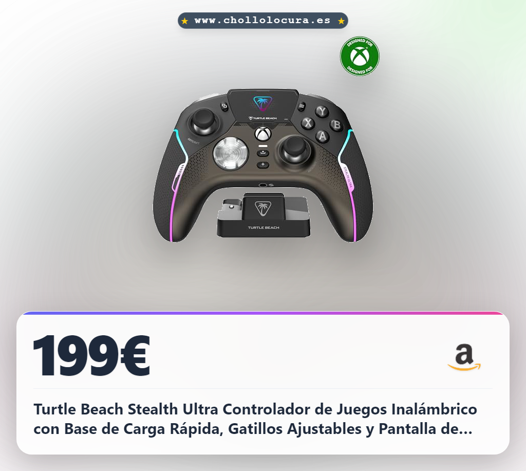 Turtle Beach Stealth Ultra Controlador de Juegos Inalámbrico con Base de Carga Rápida, Gatillos Ajustables y Pantalla de Comando. Licencia Oficial para Xbox Series X|S, Xbox One y PC