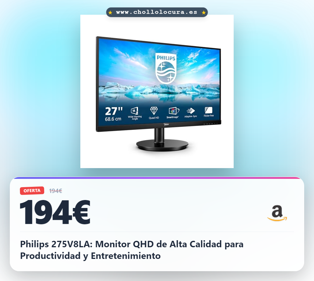Philips 275V8LA: Monitor QHD de Alta Calidad para Productividad y Entretenimiento