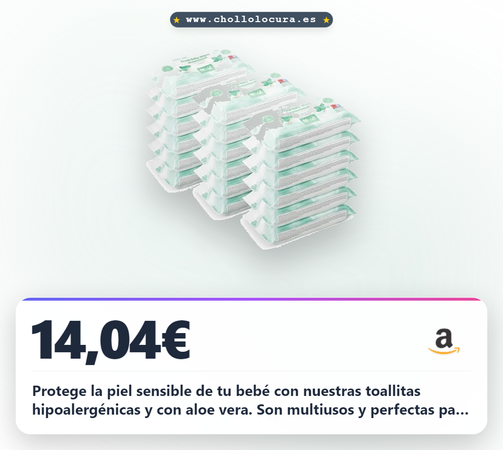 Aprovecha toallitas húmedas para bebé hipoalergénicas con aloe vera y aroma fresco para piel sensible