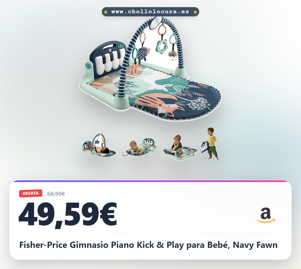 Fisher-Price Gimnasio Piano Kick & Play para Bebé, Navy Fawn