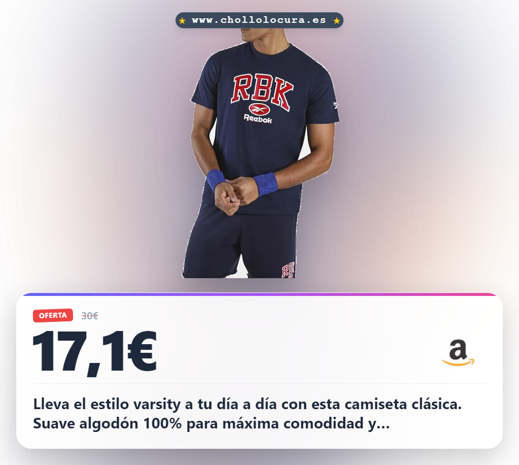 Aprovecha esta camiseta Reebok RBK Collegiate 100% algodón con estilo varsity al mejor precio