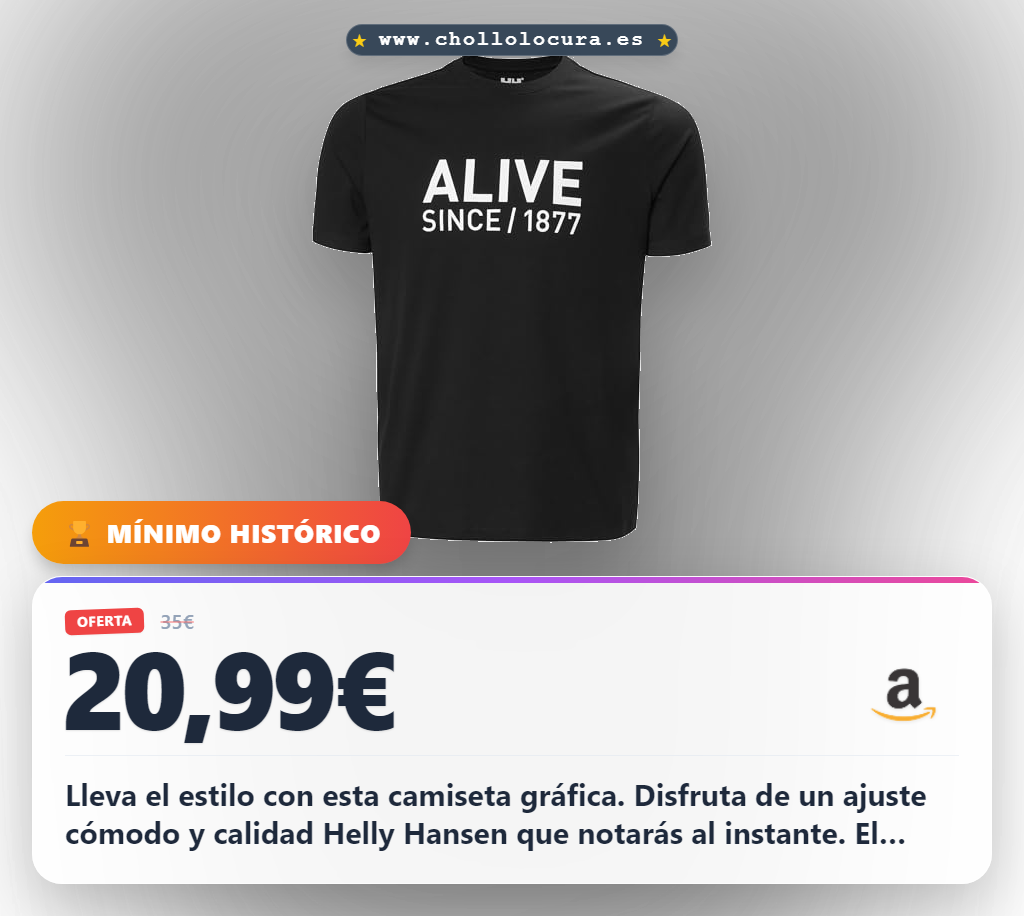 Aprovecha la camiseta Helly Hansen Core Graphic T 2.0 negra para hombres al mejor precio de oferta