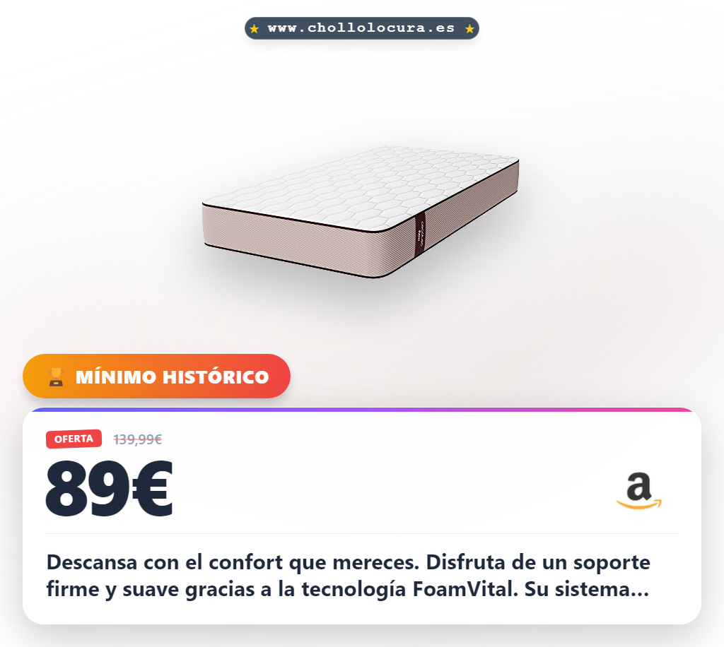 Aprovecha el Colchón Viscoelástico Flow PureVital 1900 Dual System con FoamVital y firmeza alta en oferta