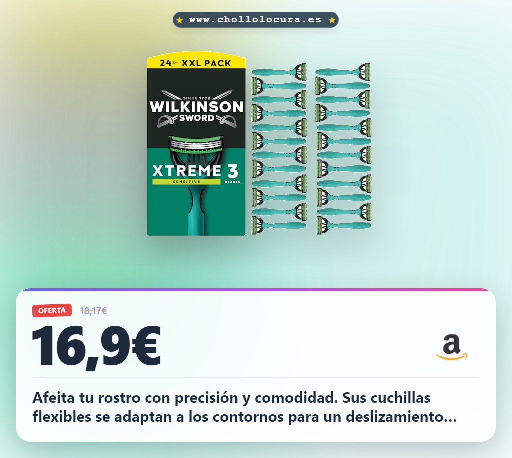 Aprovecha las afeitadoras Wilkinson Sword Xtreme 3 sensibles con cuchillas flexibles y aloe vera en oferta histórica al mejor precio para ti