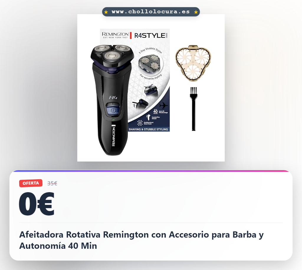 Afeitadora Rotativa Remington con Accesorio para Barba y Autonomía 40 Min