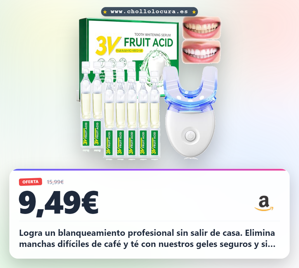 Aprovecha el kit blanqueador dental profesional en casa. Elimina manchas de café y té sin dolor. 10 geles.
