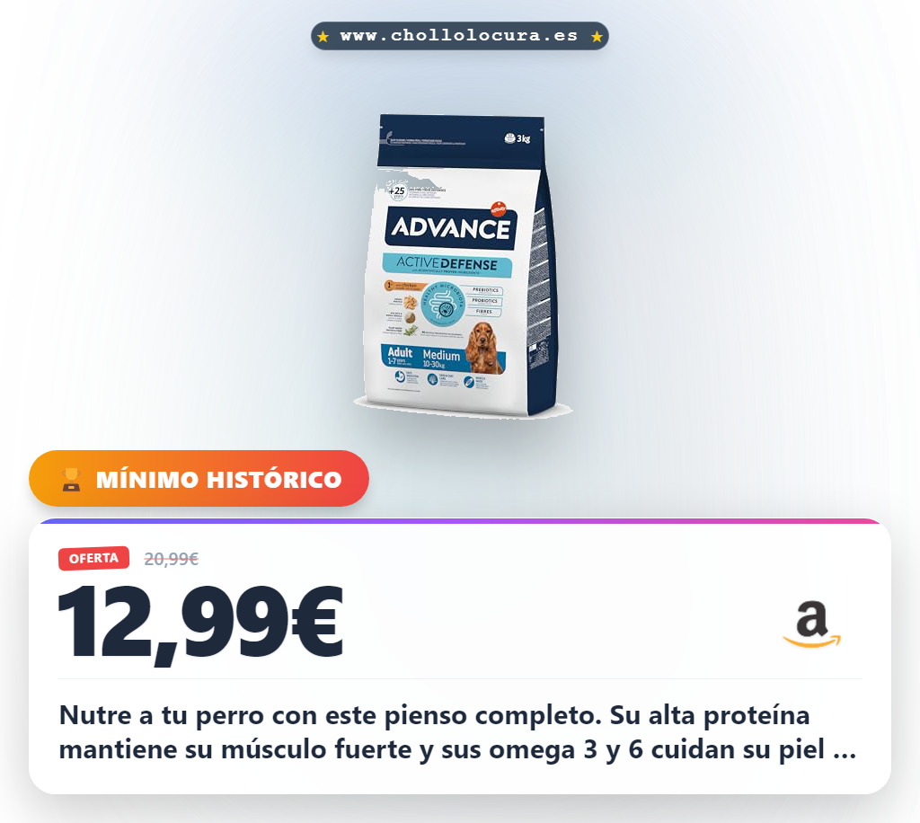 Obtén el pienso Advance para perros adultos medianos con pollo. Al mejor precio, fácil digestión y omega 3 y 6.