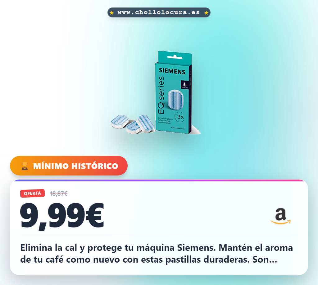 Aprovecha estas pastillas Siemens descalcificadoras 100% originales para eliminar la cal y proteger tu café al mejor precio