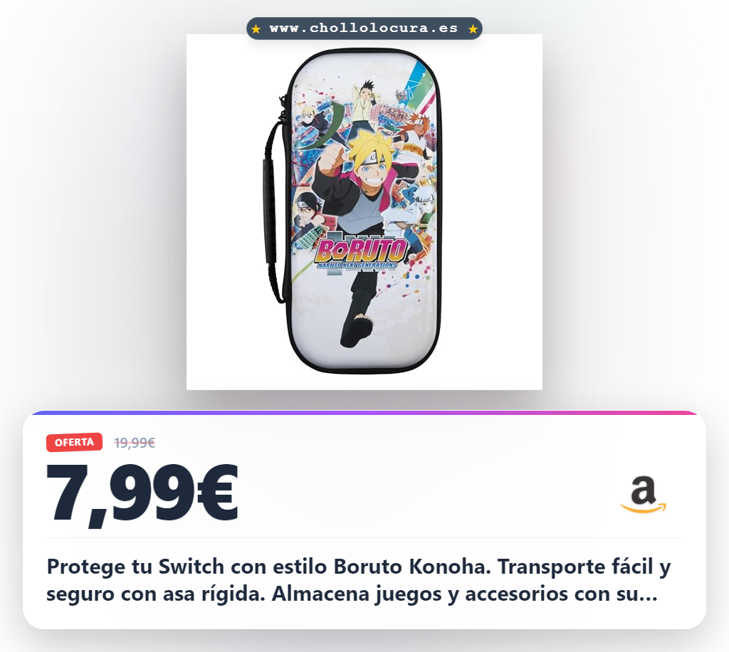 Aprovecha esta funda de protección y transporte para Nintendo Switch con diseño Boruto Konoha al mejor precio