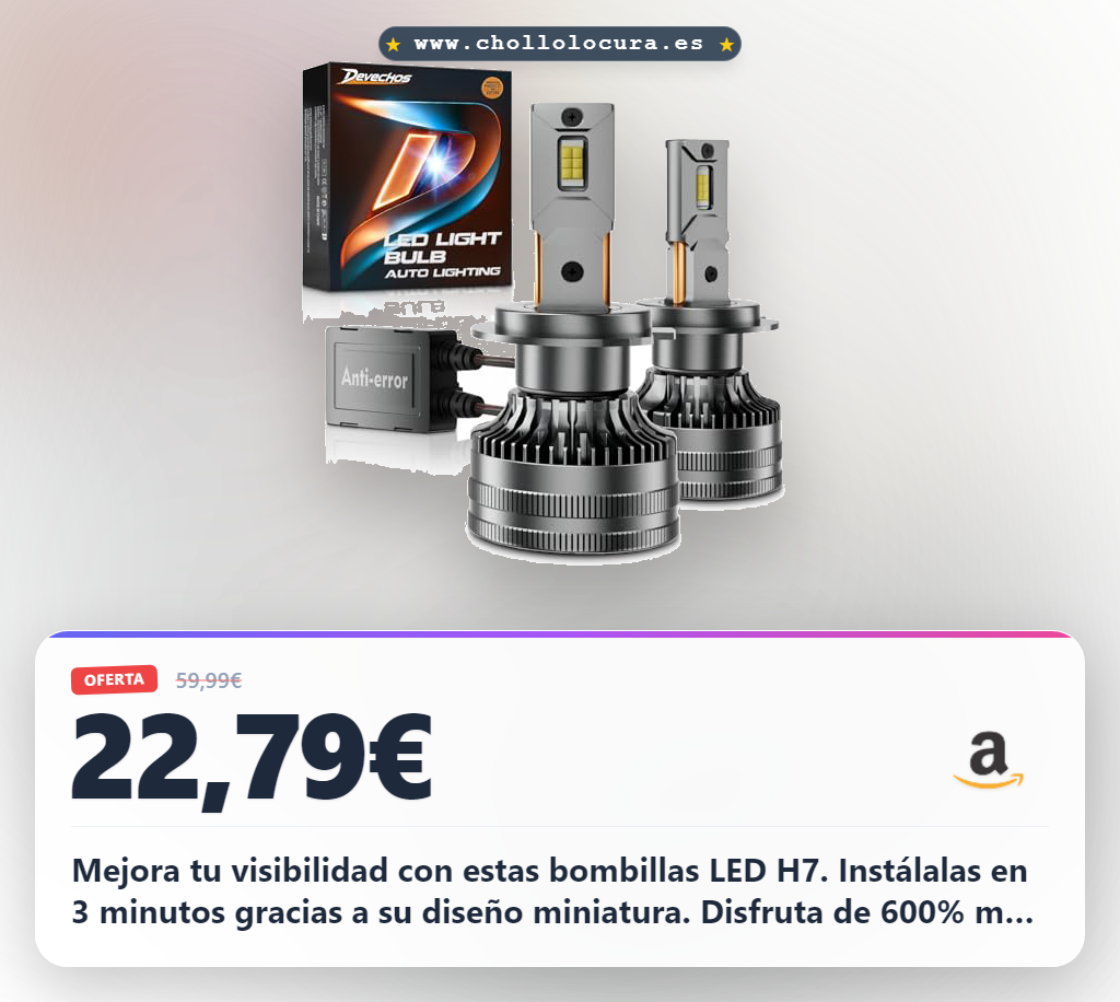 Descubre las bombillas LED H7 Canbus Devechos: 30000LM, instalación plug and play y visibilidad al mejor precio.